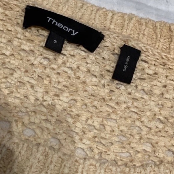 Theory karenia sughero open knit cream Tan slouchy Open Knit sweater women's S - Picture 3 of 15